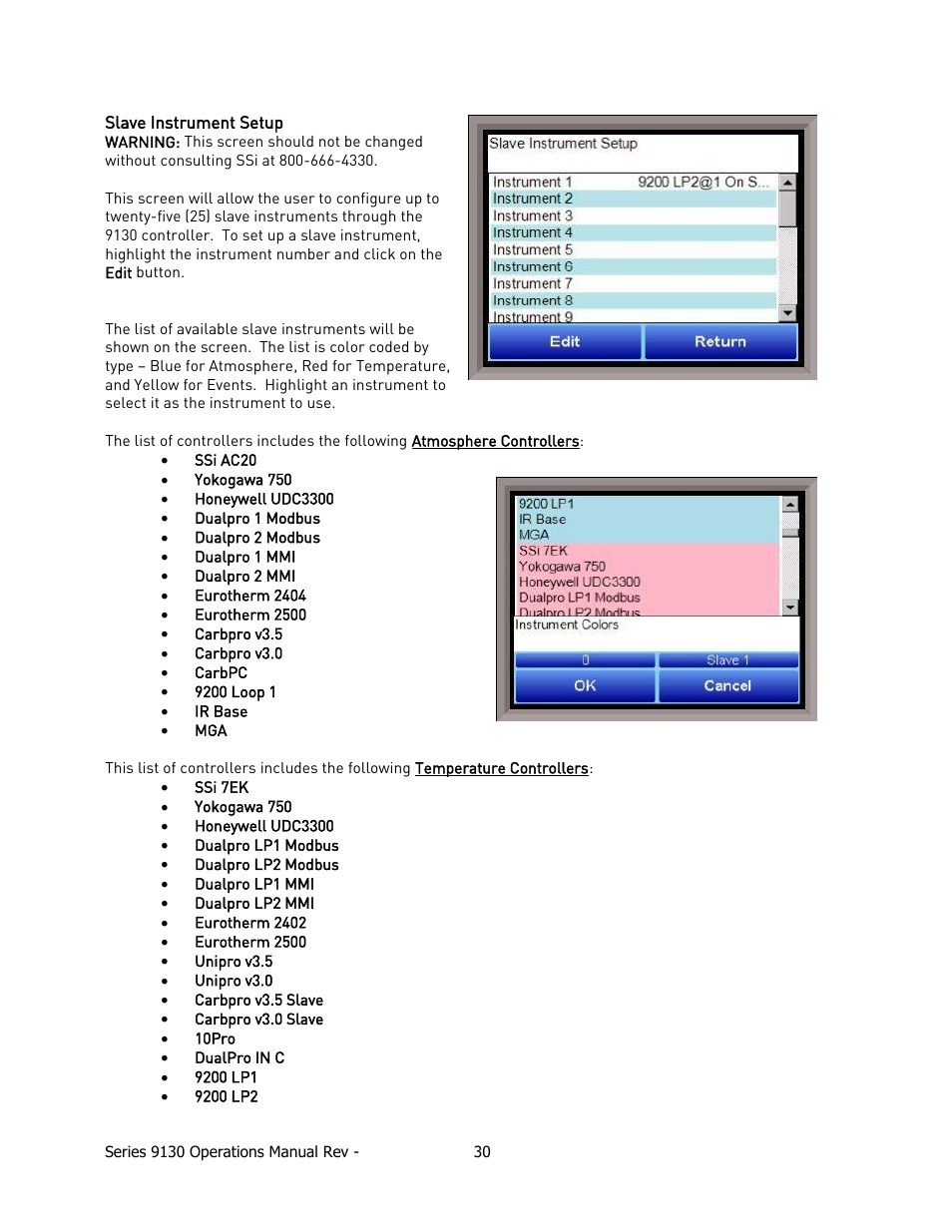 Slave instrument setup | Super Systems 9130 Series User Manual | Page 31 / 174