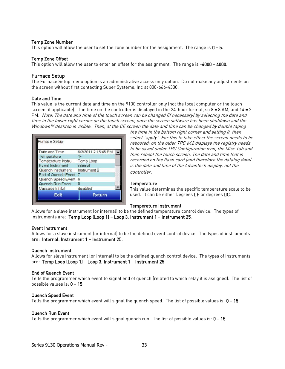Furnace setup | Super Systems 9130 Series User Manual | Page 34 / 174