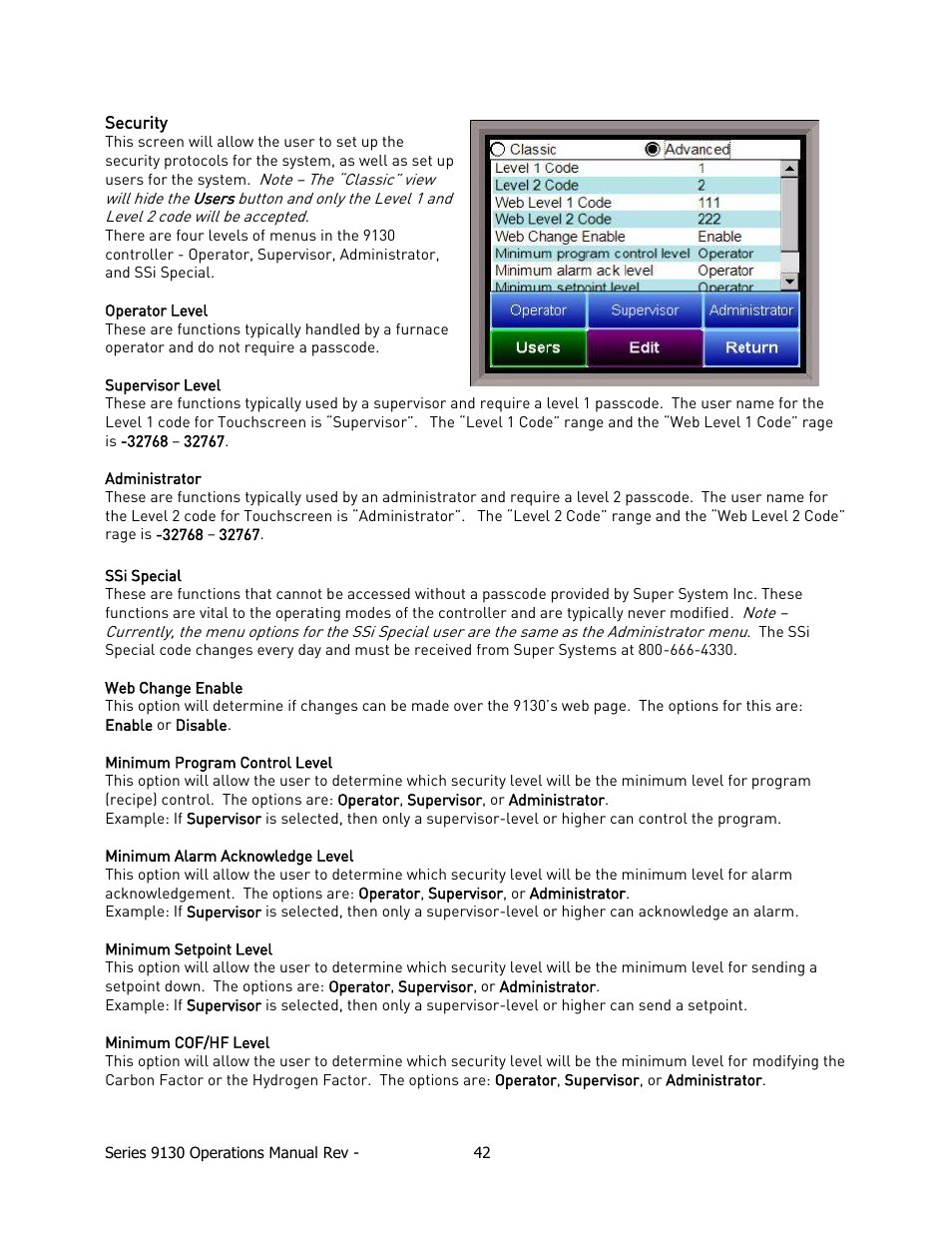 Security | Super Systems 9130 Series User Manual | Page 43 / 174