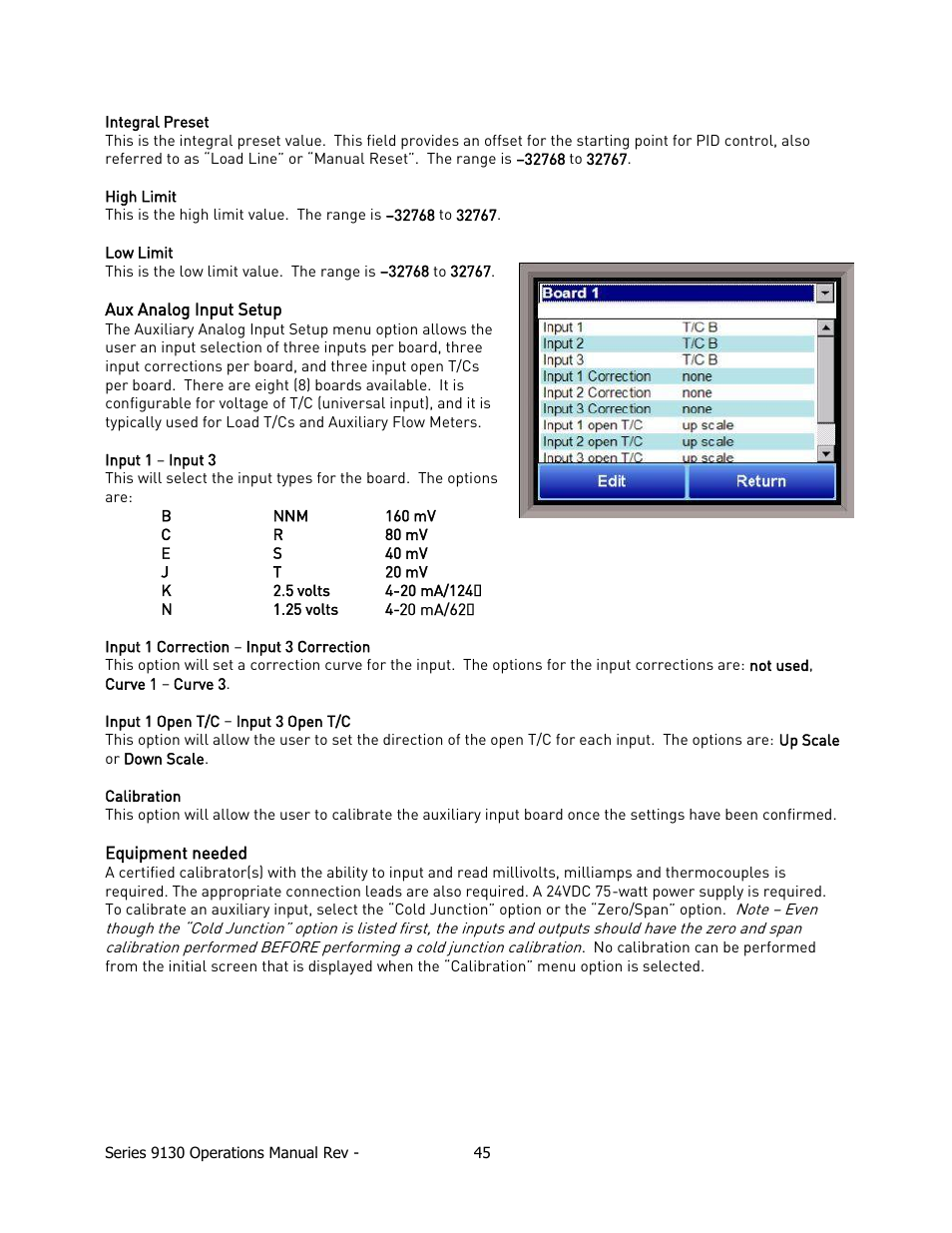Aux analog input setup, Equipment needed | Super Systems 9130 Series User Manual | Page 46 / 174