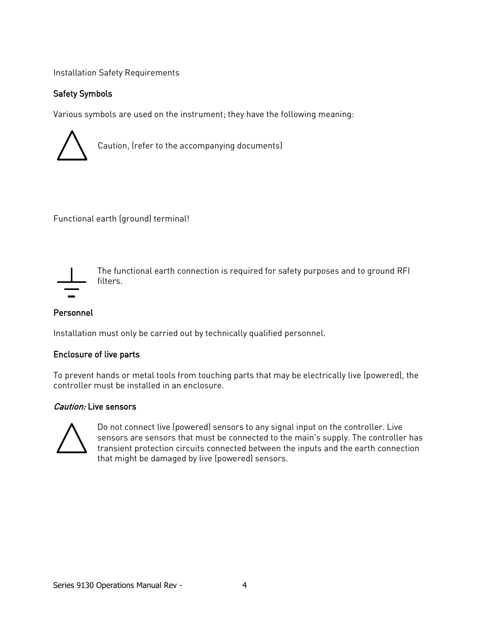 Installation safety requirements | Super Systems 9130 Series User Manual | Page 5 / 174