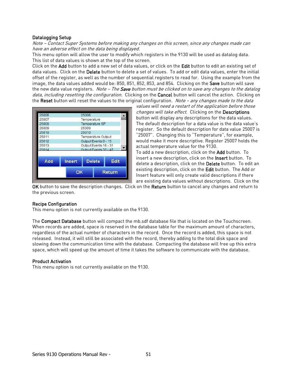 Super Systems 9130 Series User Manual | Page 52 / 174