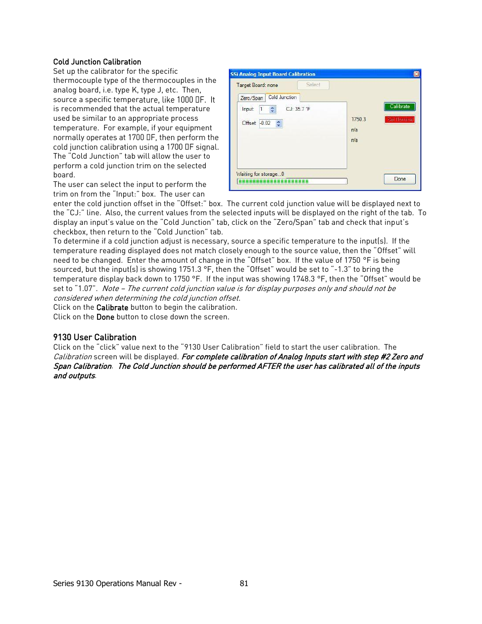 9130 user calibration | Super Systems 9130 Series User Manual | Page 82 / 174