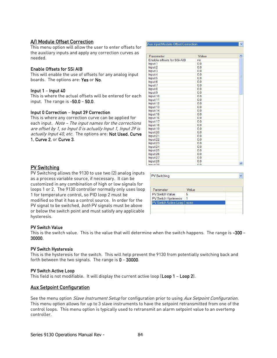 Odule, Ffset, Orrection | Witching, Etpoint, Onfiguration | Super Systems 9130 Series User Manual | Page 85 / 174