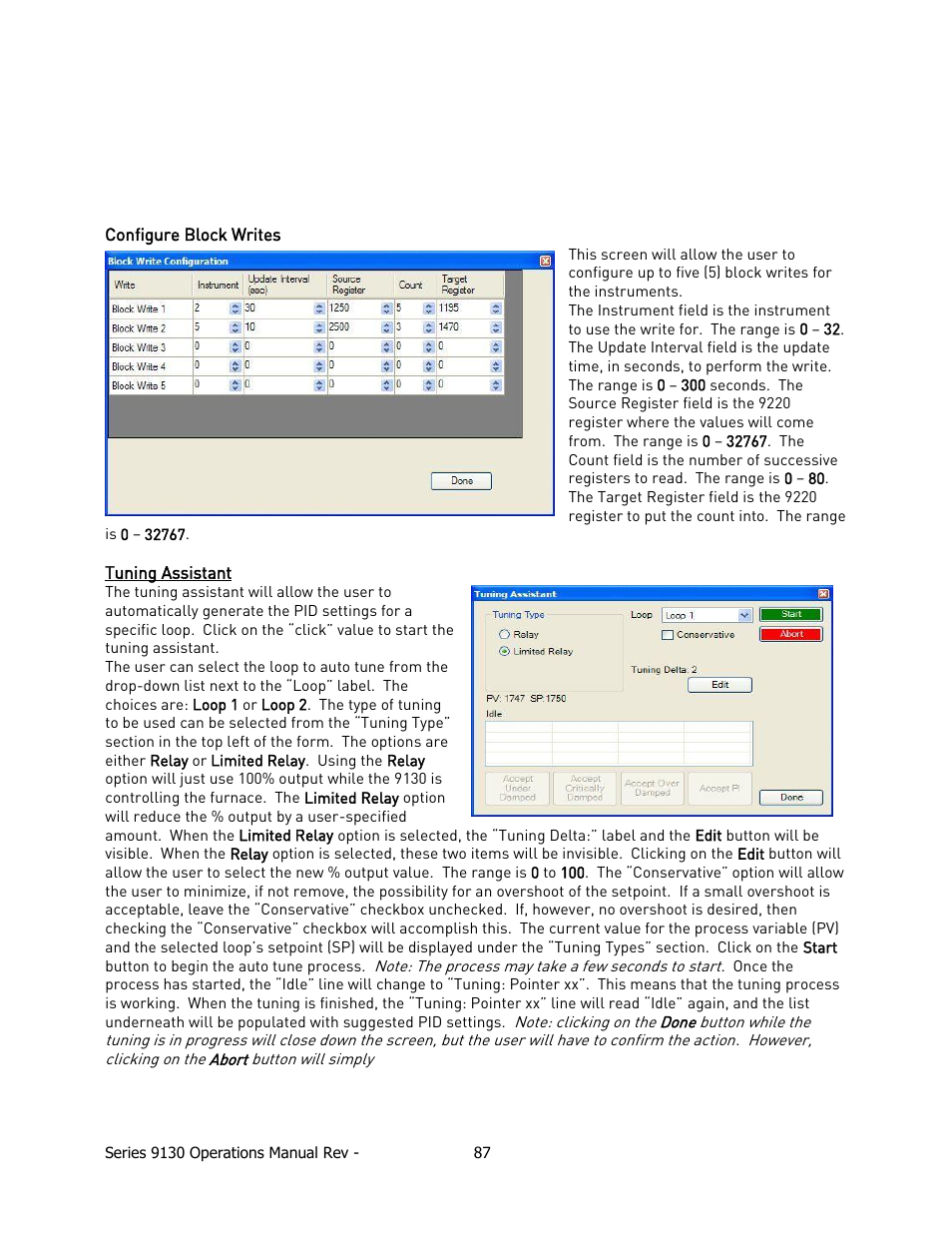 Configure block writes, Uning, Ssistant | Super Systems 9130 Series User Manual | Page 88 / 174