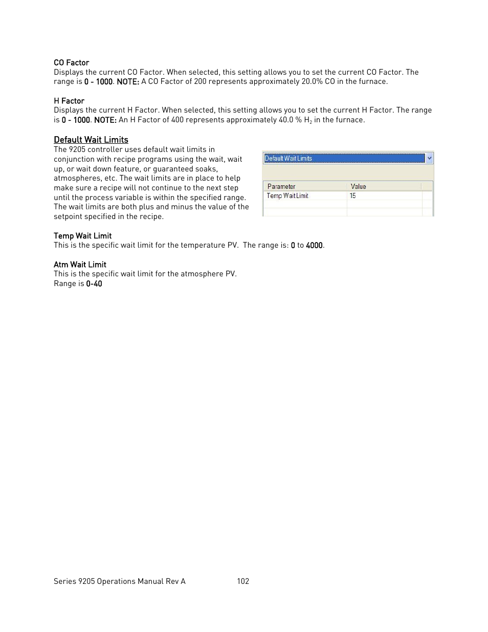 Default wait limits, Efault, Imits | Super Systems 9205 Series User Manual | Page 103 / 235