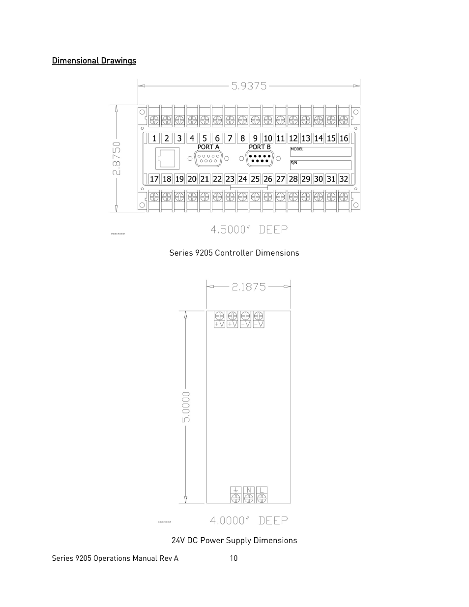 Dimensional drawings, Imensional, Rawings | Super Systems 9205 Series User Manual | Page 11 / 235