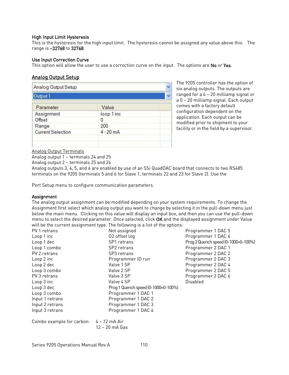 Analog output setup, Nalog, Utput | Etup | Super Systems 9205 Series User Manual | Page 111 / 235