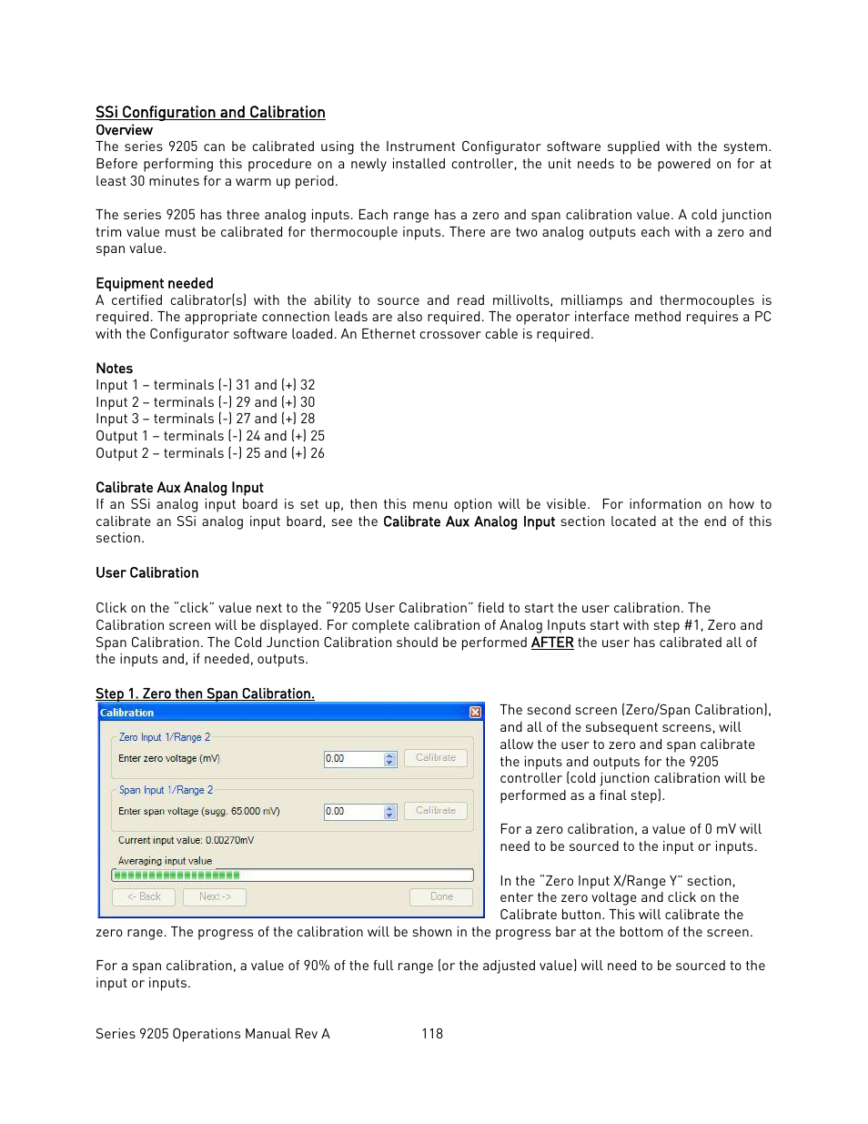 Ssi configuration and calibration, Overview, Equipment needed | Notes, User calibration, Onfiguration and, Alibration | Super Systems 9205 Series User Manual | Page 119 / 235
