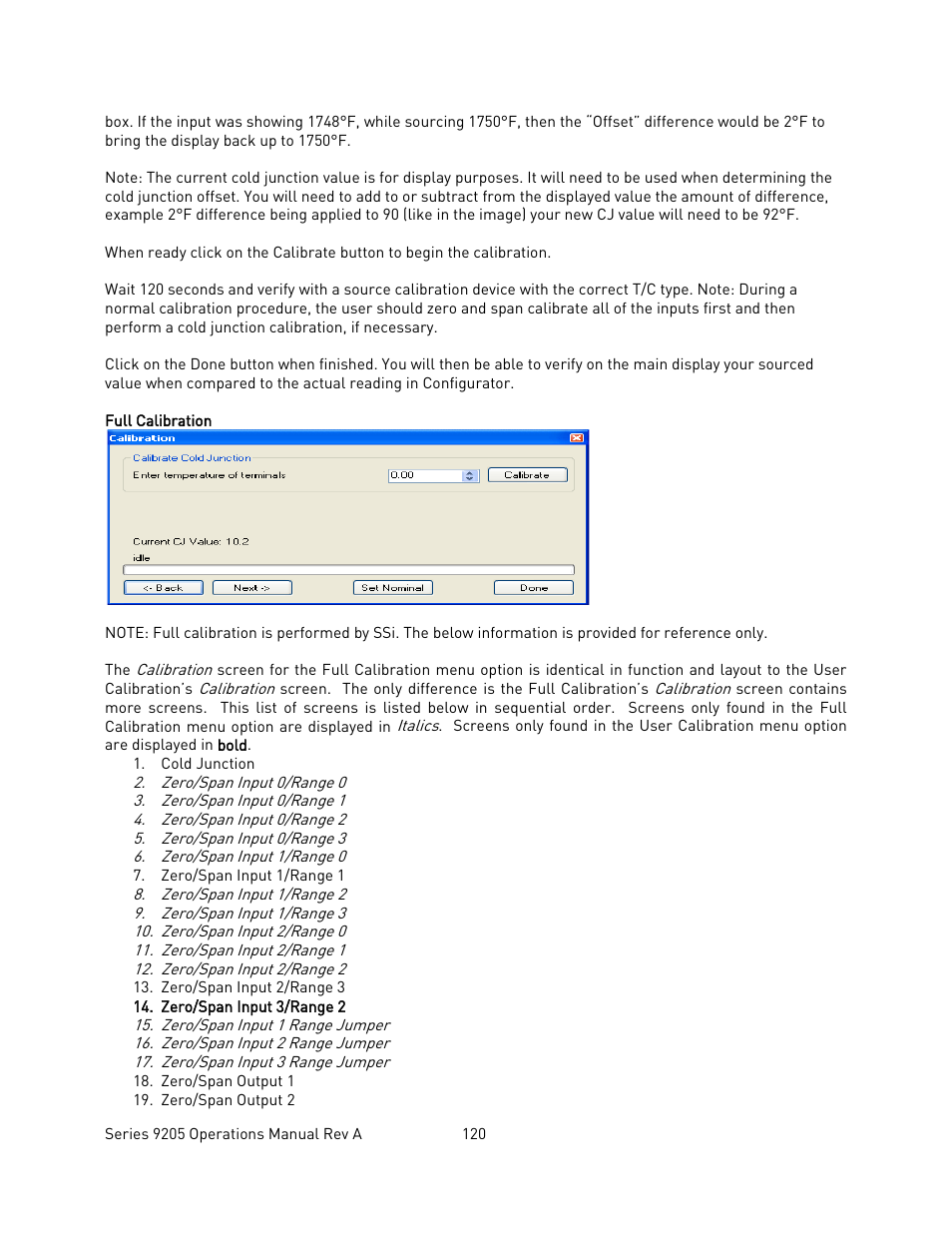 Full calibration | Super Systems 9205 Series User Manual | Page 121 / 235