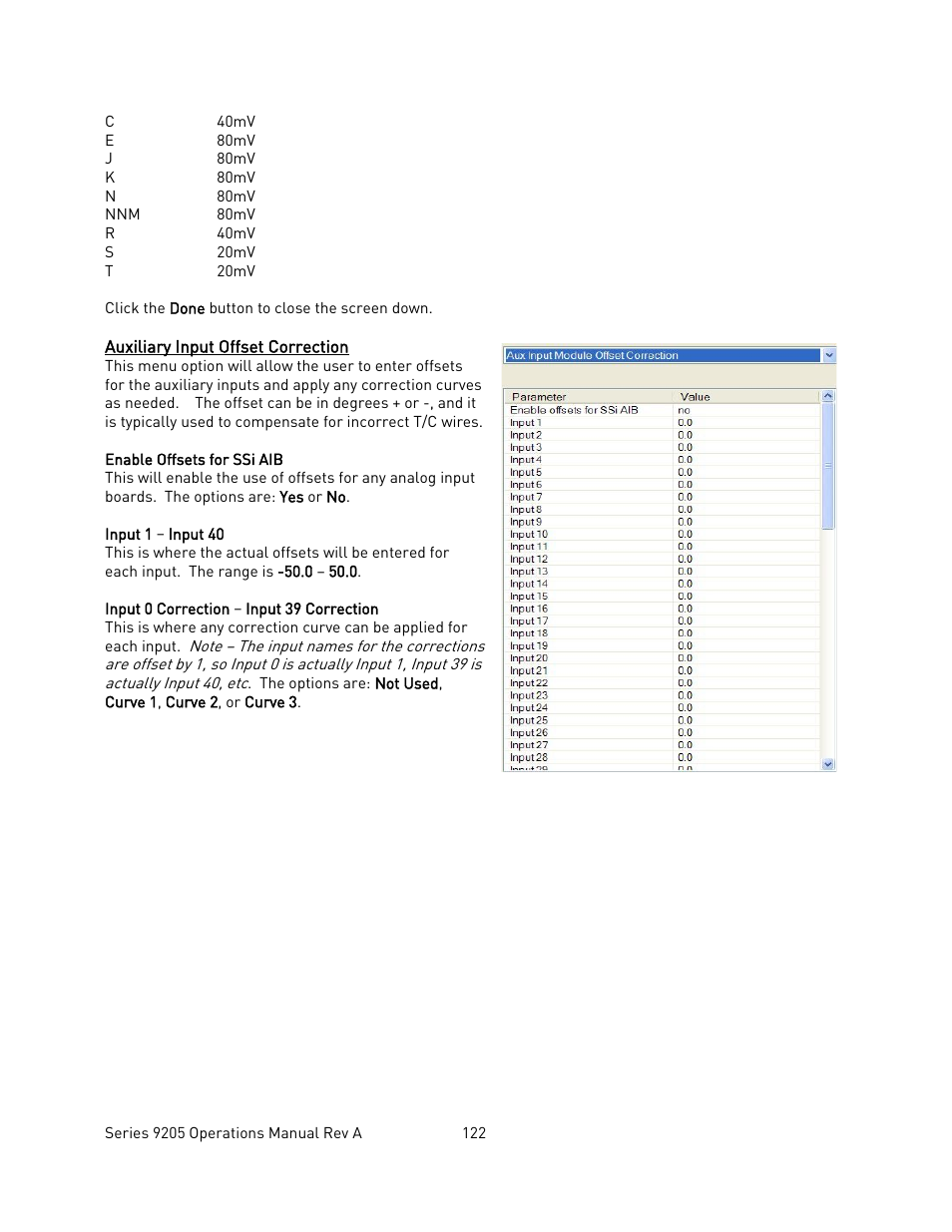 Auxiliary input offset correction, Uxiliary, Nput | Ffset, Orrection | Super Systems 9205 Series User Manual | Page 123 / 235