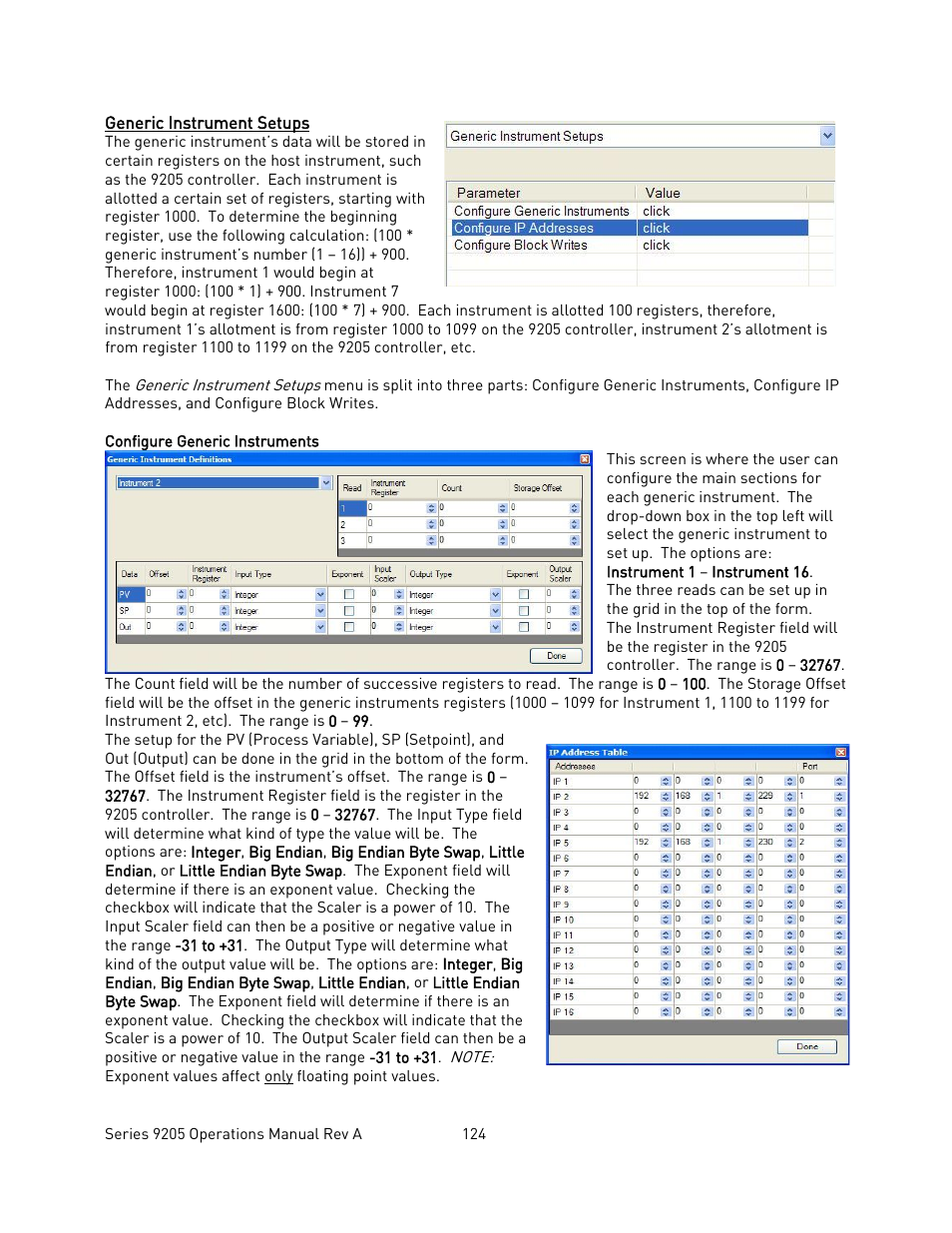 Generic instrument setups, Configure generic instruments, Eneric | Nstrument, Etups | Super Systems 9205 Series User Manual | Page 125 / 235