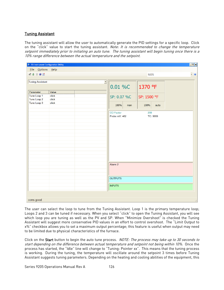 Tuning assistant, Uning, Ssistant | Super Systems 9205 Series User Manual | Page 127 / 235