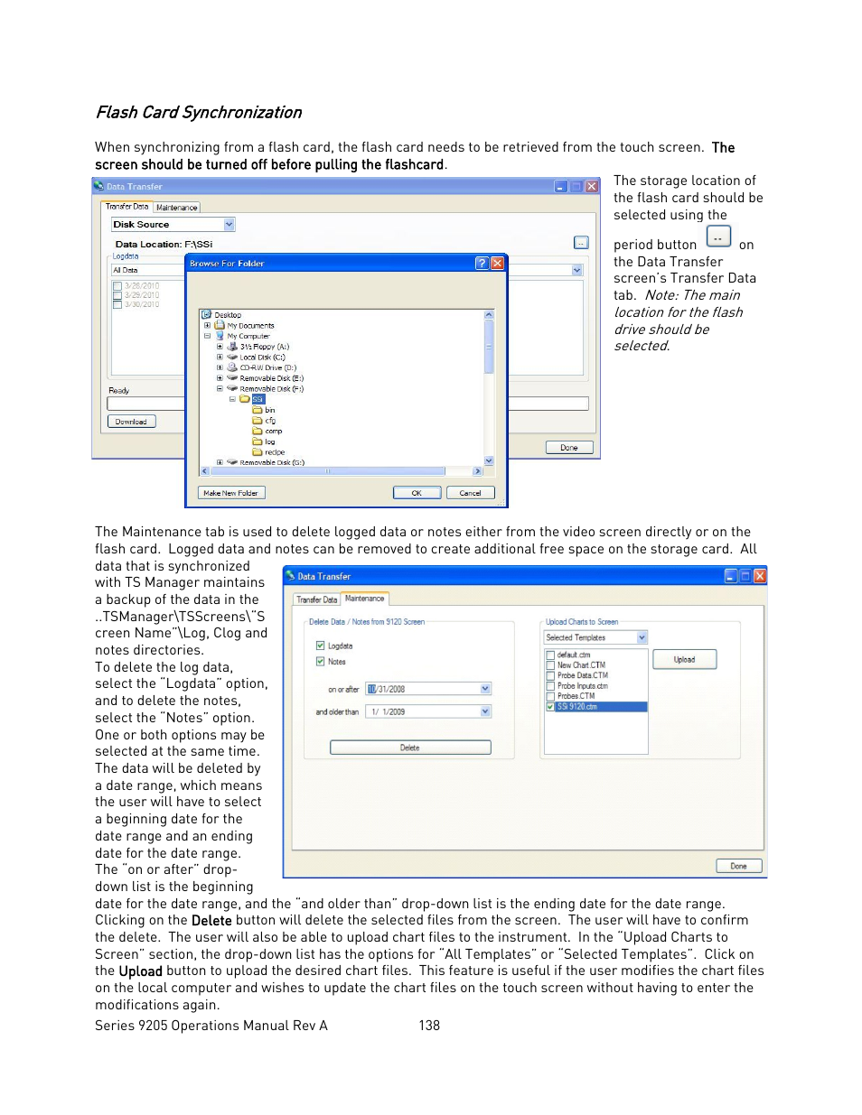 Flash card synchronization | Super Systems 9205 Series User Manual | Page 139 / 235