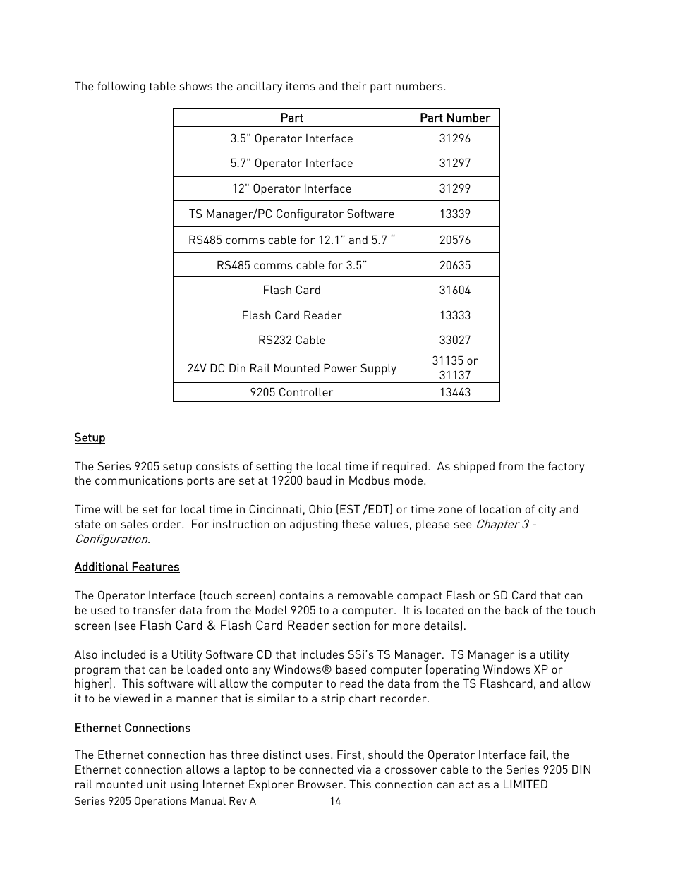 Setup, Additional features, Ethernet connections | Etup, Dditional, Eatures, Thernet, Onnections | Super Systems 9205 Series User Manual | Page 15 / 235