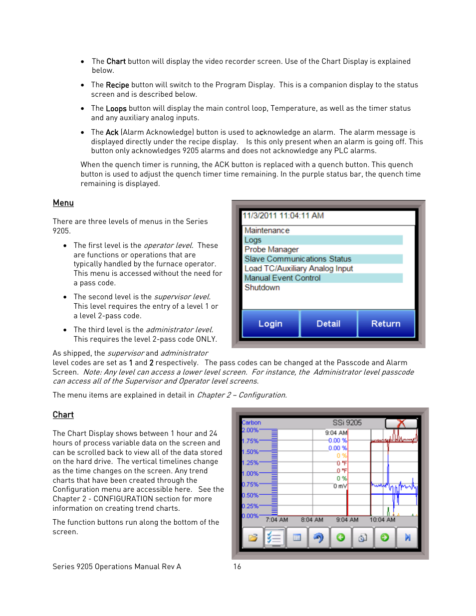 Menu, Chart, Hart | Super Systems 9205 Series User Manual | Page 17 / 235