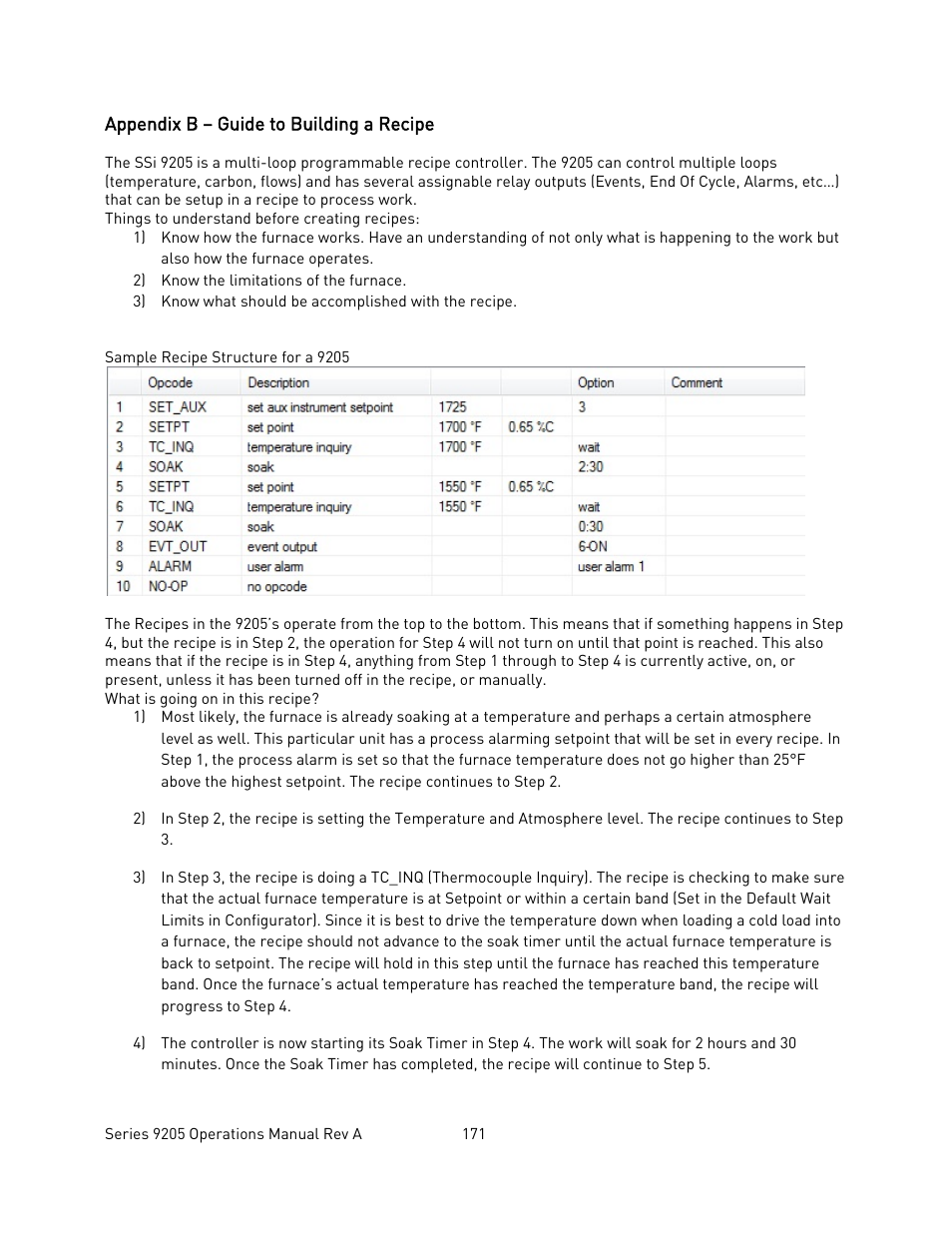 Appendix b – guide to building a recipe | Super Systems 9205 Series User Manual | Page 172 / 235