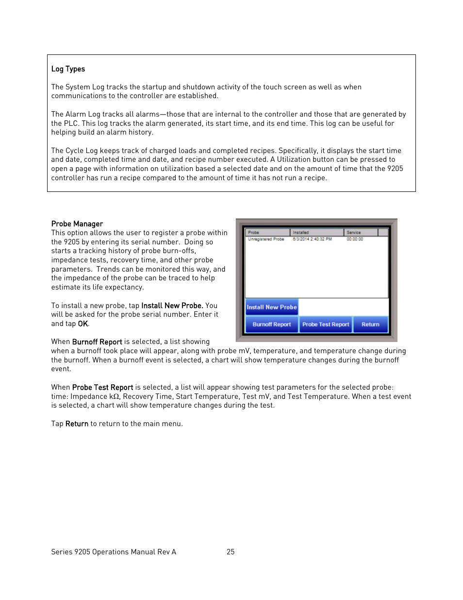 Probe manager | Super Systems 9205 Series User Manual | Page 26 / 235