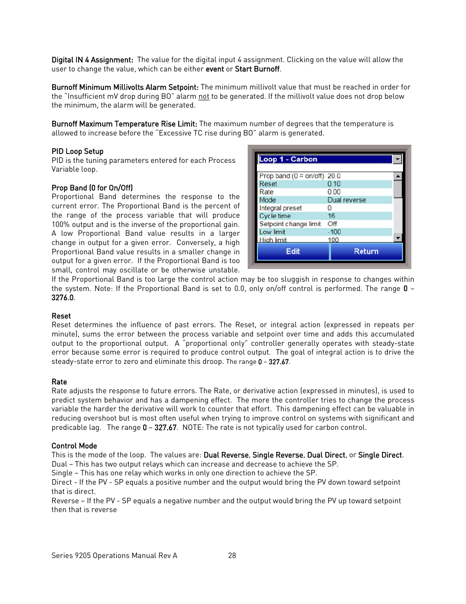 Pid loop setup | Super Systems 9205 Series User Manual | Page 29 / 235