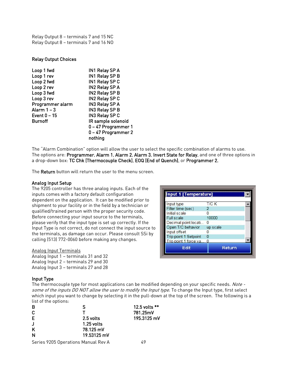 Analog input setup | Super Systems 9205 Series User Manual | Page 50 / 235