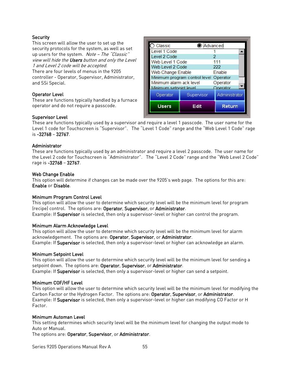Security | Super Systems 9205 Series User Manual | Page 56 / 235