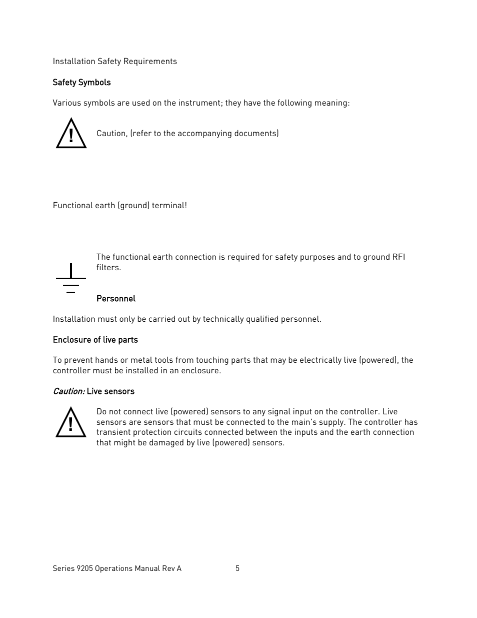 Installation safety requirements | Super Systems 9205 Series User Manual | Page 6 / 235
