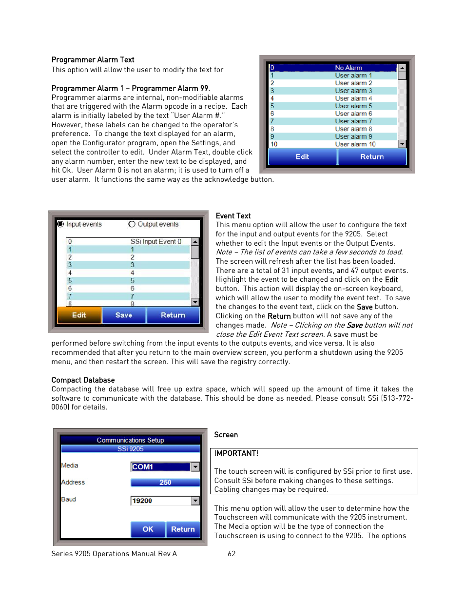 Super Systems 9205 Series User Manual | Page 63 / 235