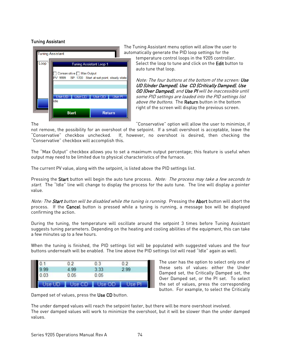 Tuning assistant | Super Systems 9205 Series User Manual | Page 75 / 235