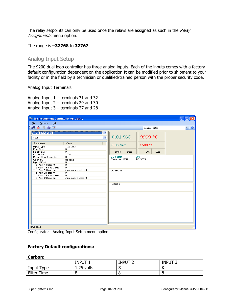 Analog input setup | Super Systems PC Configurator 2 User Manual | Page 107 / 201