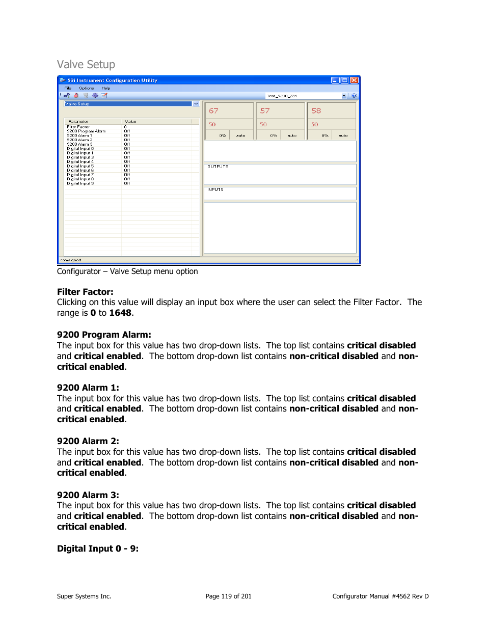 Valve setup | Super Systems PC Configurator 2 User Manual | Page 119 / 201