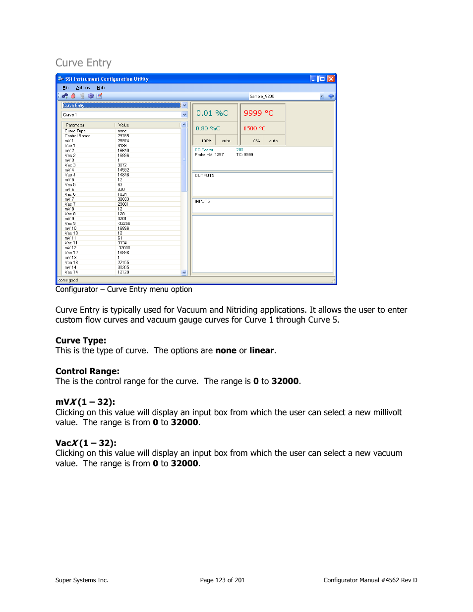 Curve entry | Super Systems PC Configurator 2 User Manual | Page 123 / 201