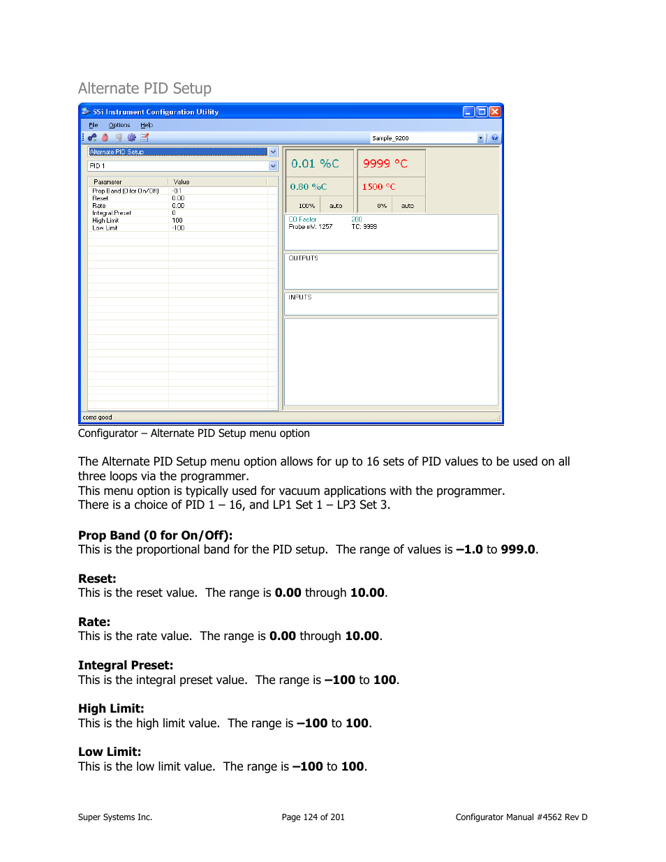 Alternate pid setup | Super Systems PC Configurator 2 User Manual | Page 124 / 201