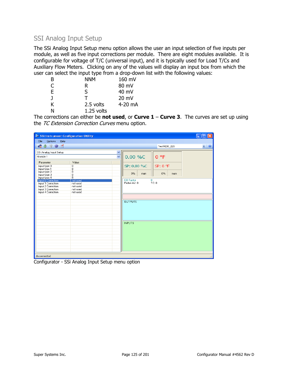 Ssi analog input setup | Super Systems PC Configurator 2 User Manual | Page 125 / 201