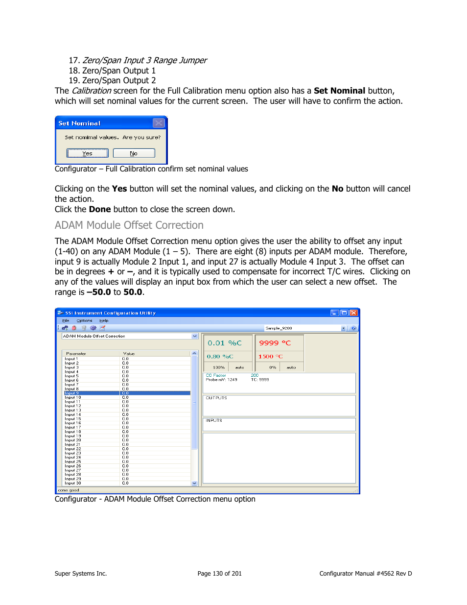 Adam module offset correction | Super Systems PC Configurator 2 User Manual | Page 130 / 201