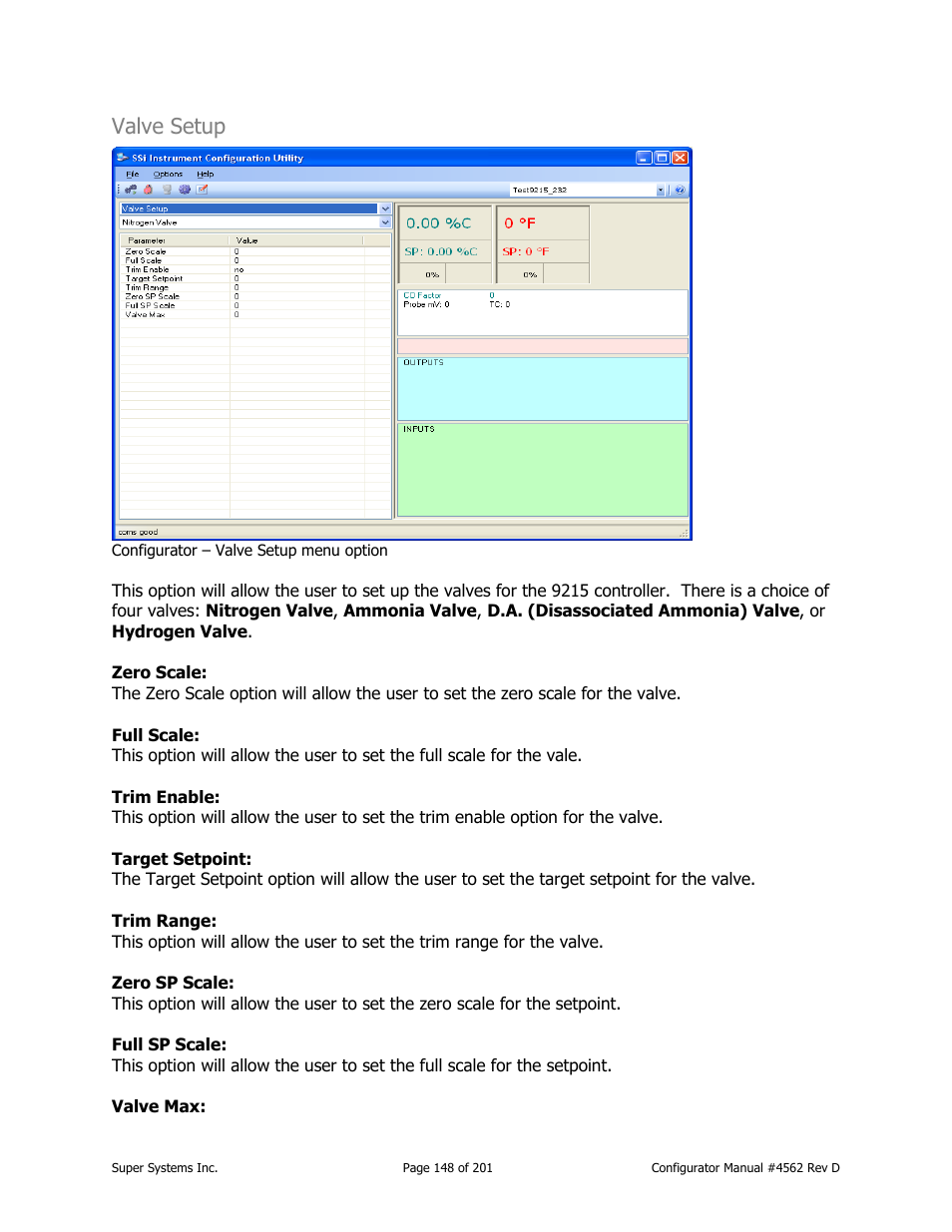 Valve setup | Super Systems PC Configurator 2 User Manual | Page 148 / 201