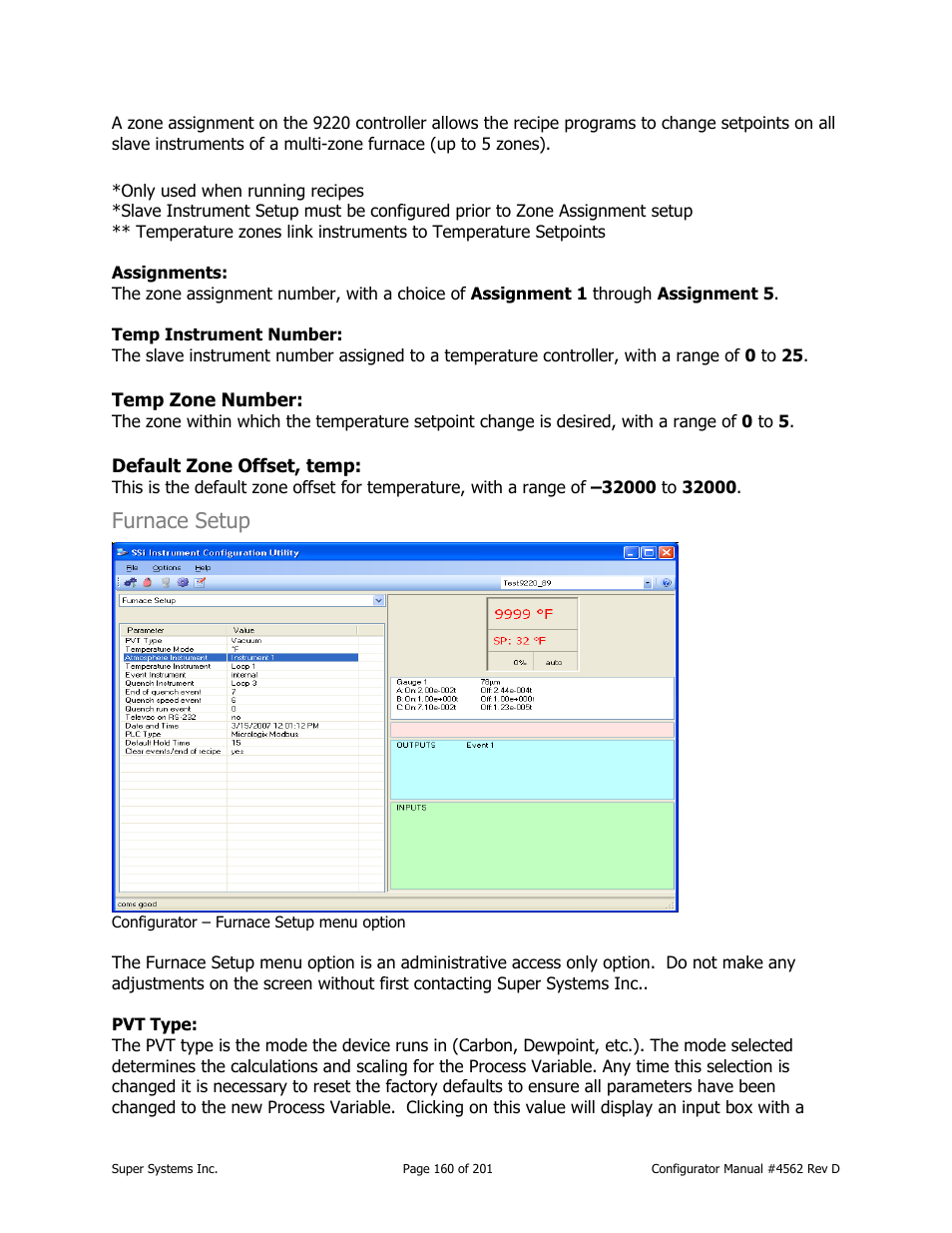 Furnace setup | Super Systems PC Configurator 2 User Manual | Page 160 / 201