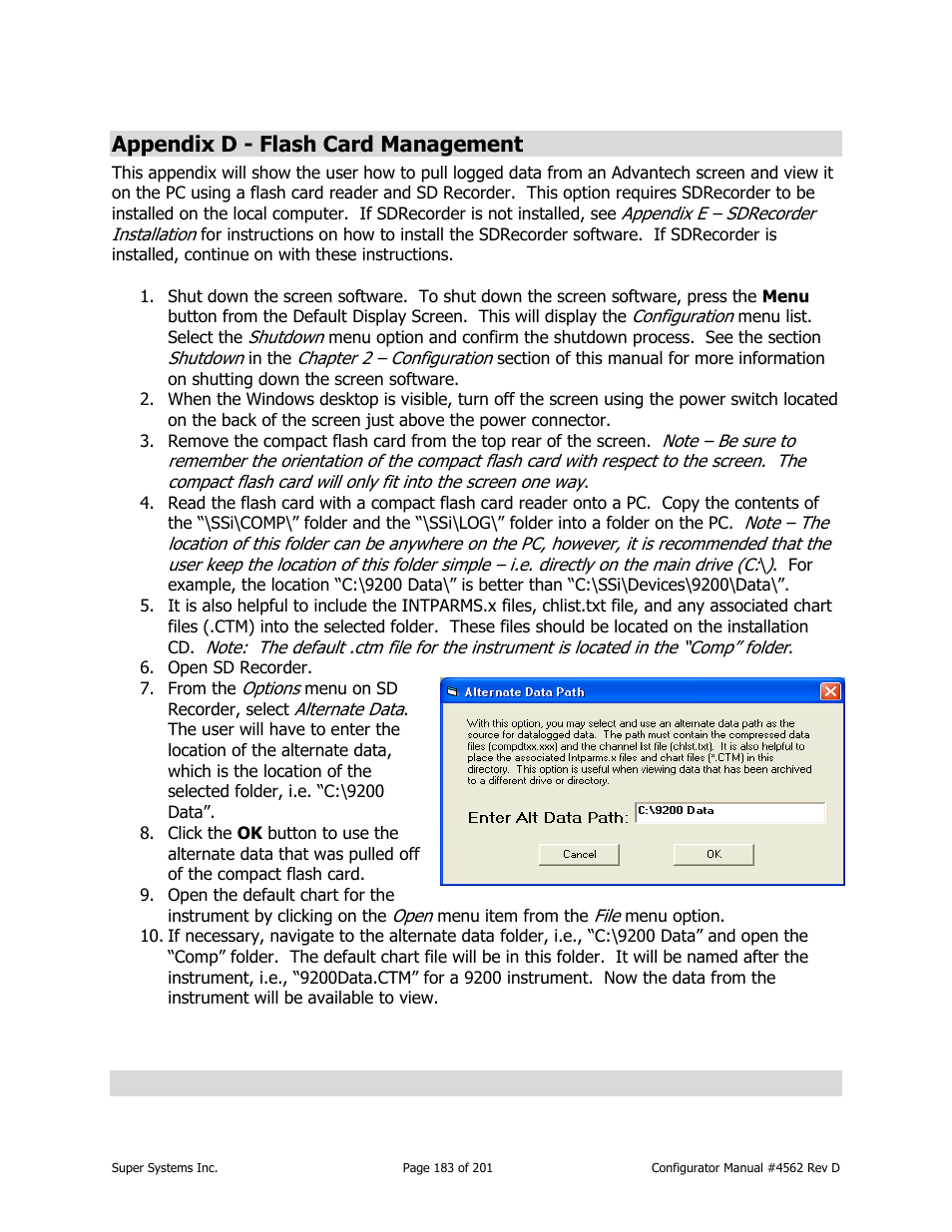 Appendix d - flash card management | Super Systems PC Configurator 2 User Manual | Page 183 / 201