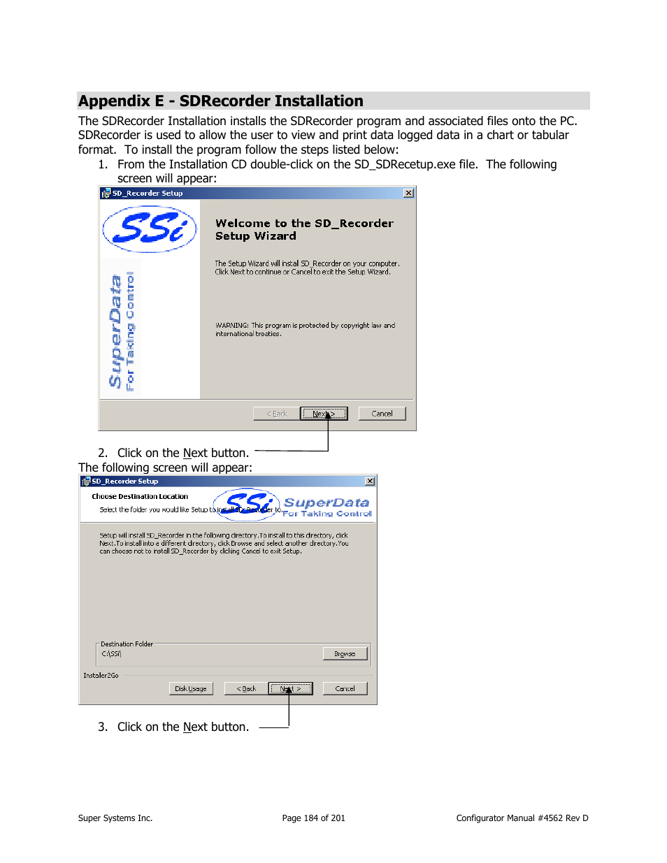 Appendix e - sdrecorder installation | Super Systems PC Configurator 2 User Manual | Page 184 / 201