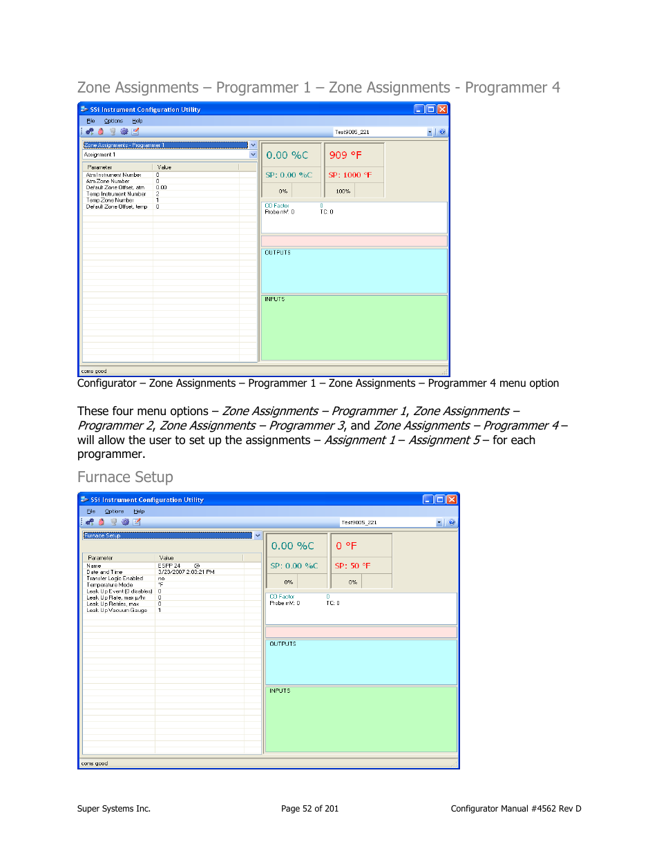 Furnace setup | Super Systems PC Configurator 2 User Manual | Page 52 / 201