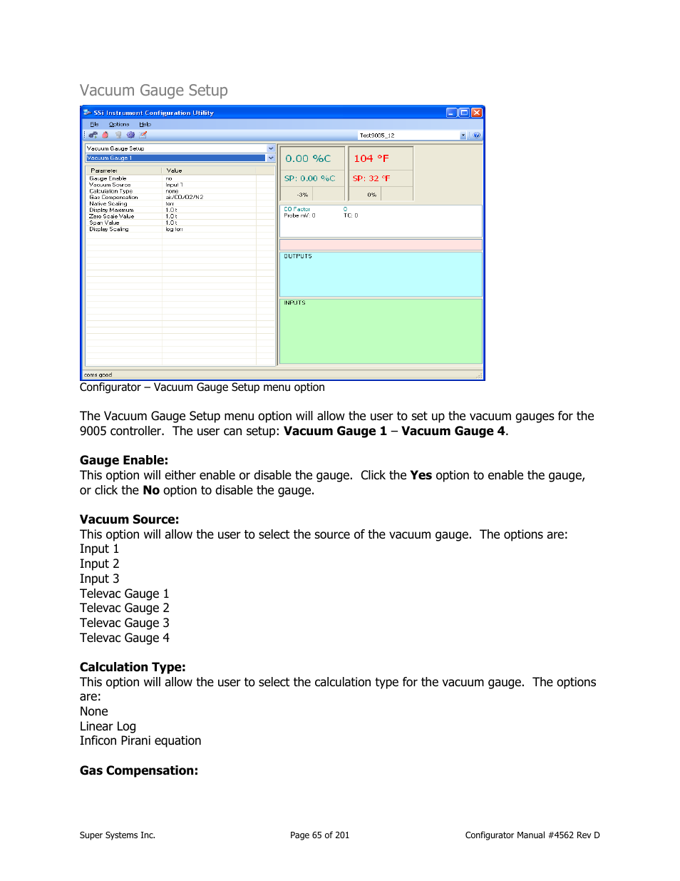 Vacuum gauge setup | Super Systems PC Configurator 2 User Manual | Page 65 / 201