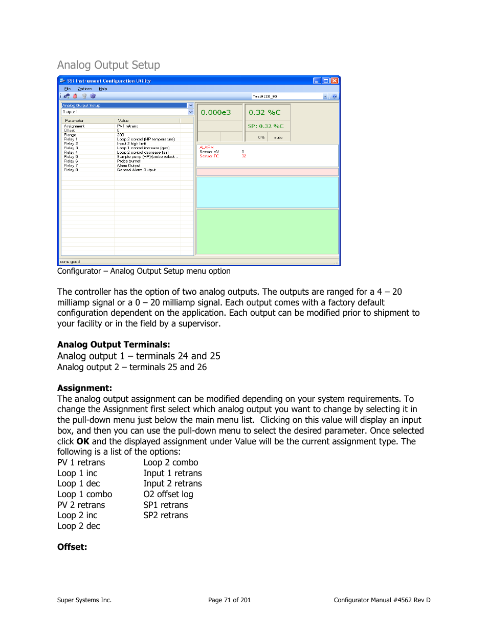 Analog output setup | Super Systems PC Configurator 2 User Manual | Page 71 / 201
