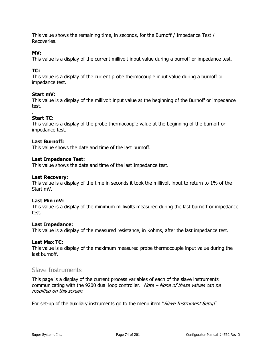 Slave instruments | Super Systems PC Configurator 2 User Manual | Page 74 / 201