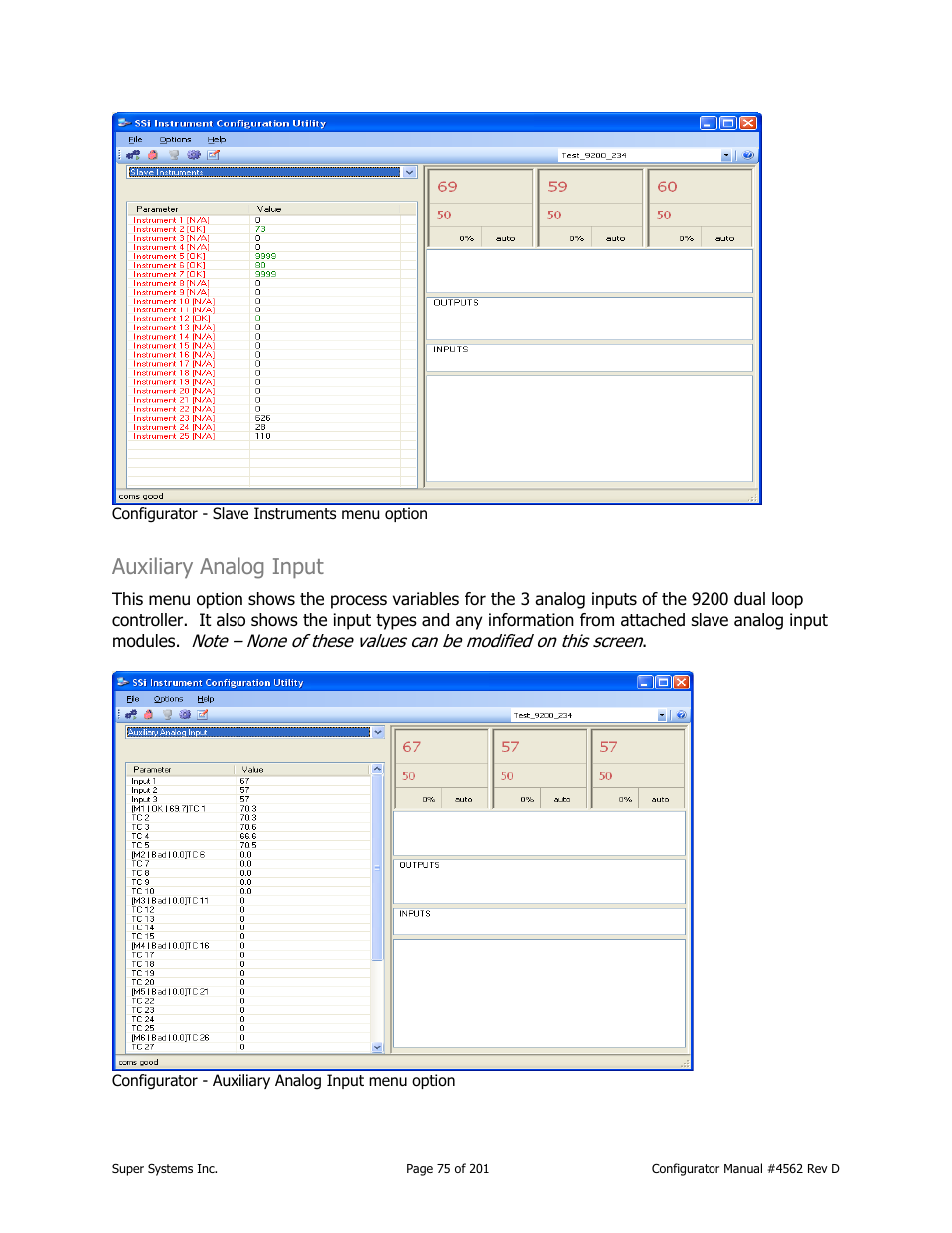 Auxiliary analog input | Super Systems PC Configurator 2 User Manual | Page 75 / 201