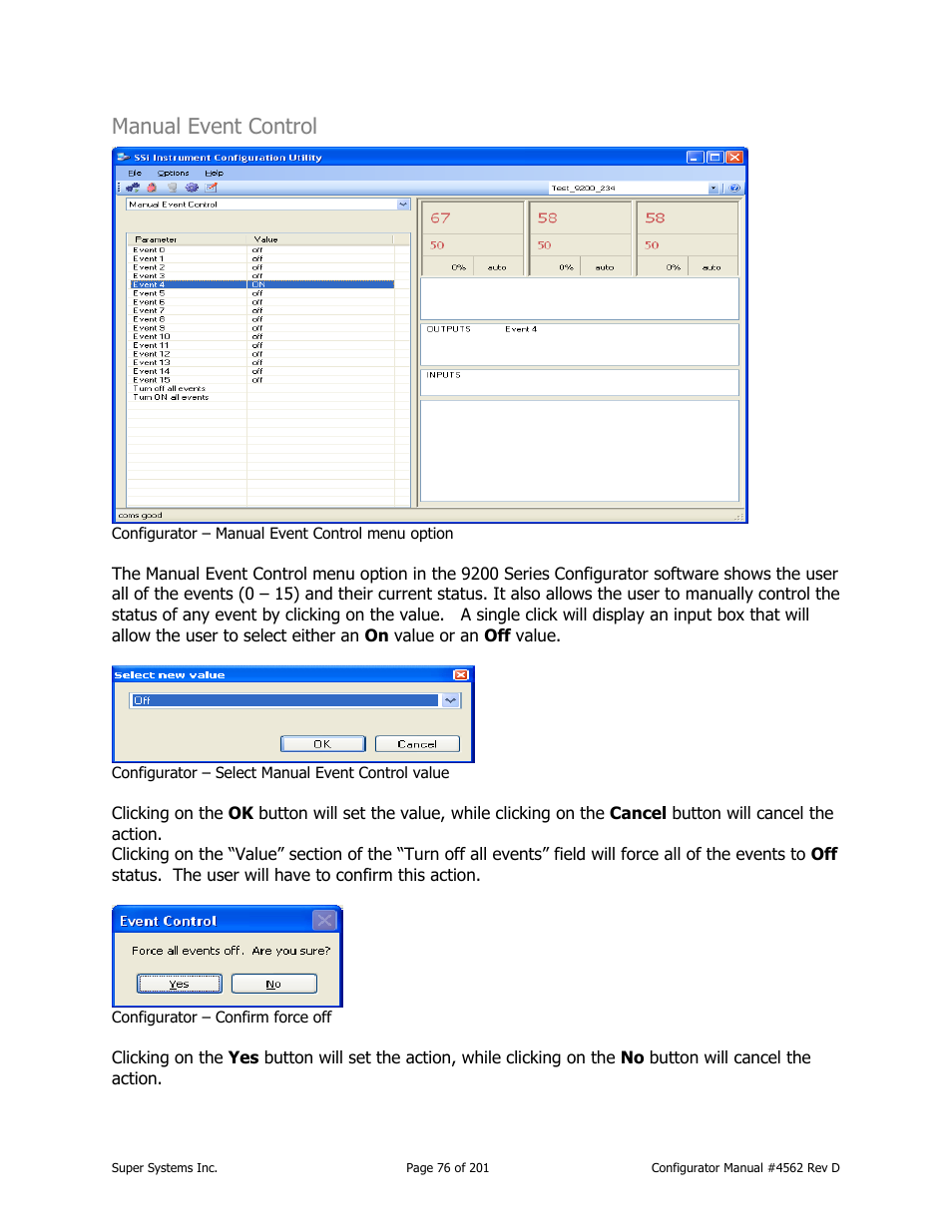 Manual event control | Super Systems PC Configurator 2 User Manual | Page 76 / 201