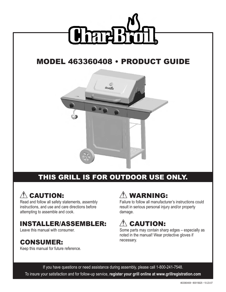 Char-Broil 463360408 User Manual | 28 pages
