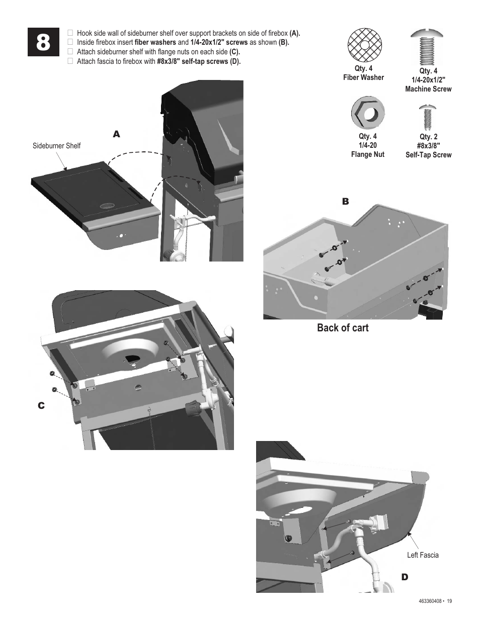 Back of cart | Char-Broil 463360408 User Manual | Page 19 / 28