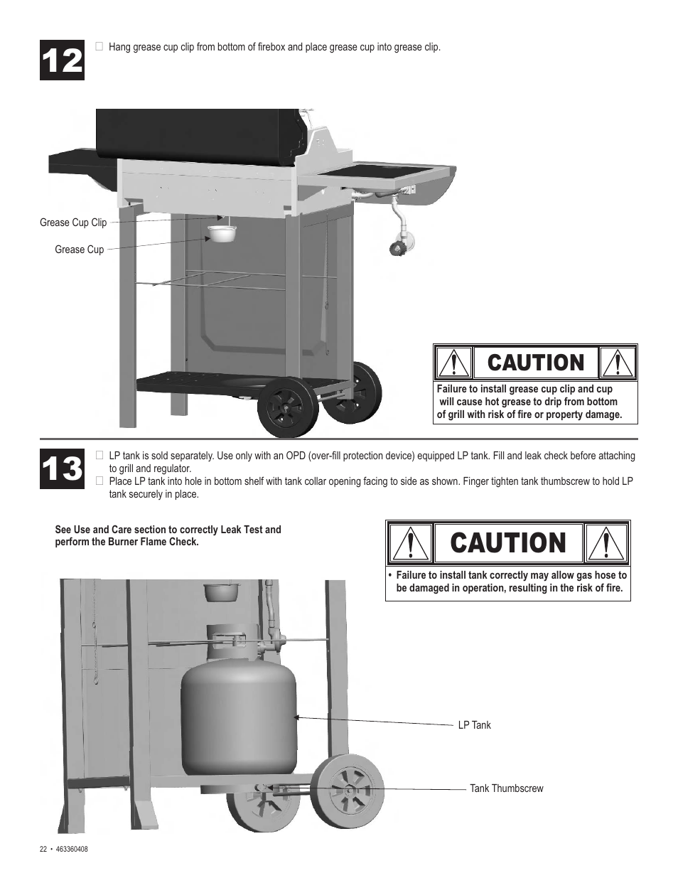 Caution | Char-Broil 463360408 User Manual | Page 22 / 28