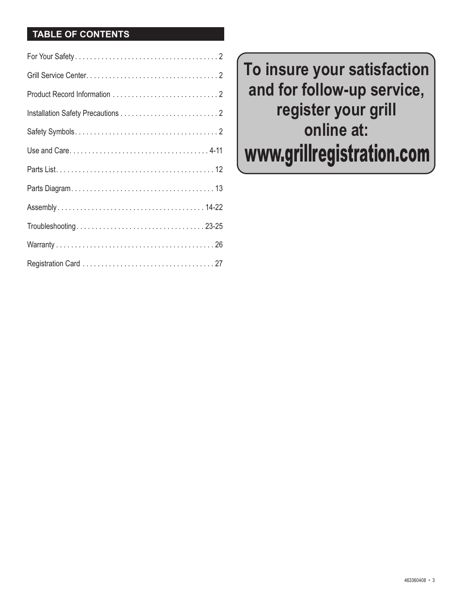 Char-Broil 463360408 User Manual | Page 3 / 28