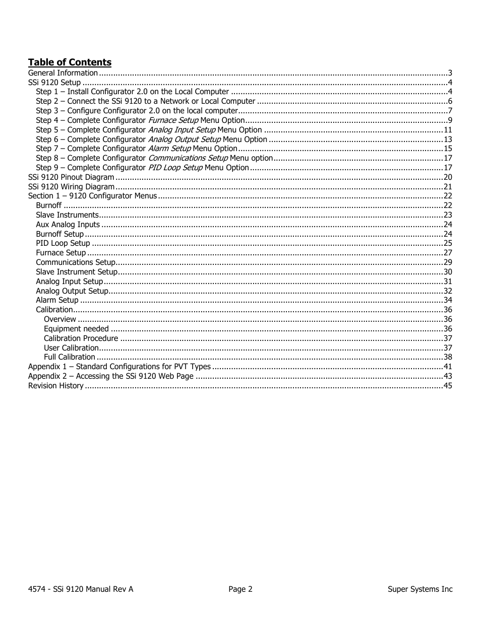 Super Systems 9120 User Manual | Page 2 / 45