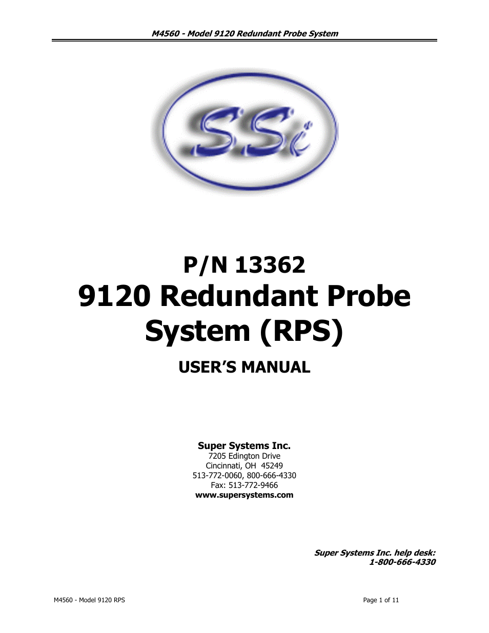 Super Systems 9120 RPS User Manual | 11 pages